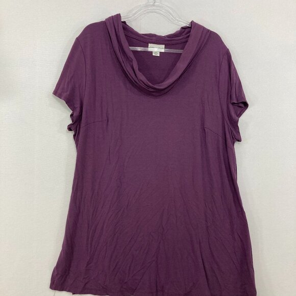 Coldwater Creek size 2X Purple Cowl Neck Soft Stretch Relaxed Casual Tunic - Picture 1 of 11